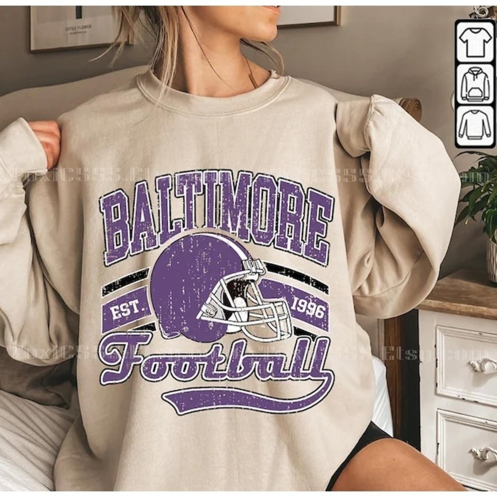 Baltimore Football Sweatshirt, Vintage Style Football Sweatshirt For Game Day